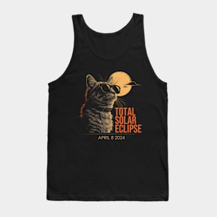 Funny Cat Total solar eclipse 2024 Tank Top